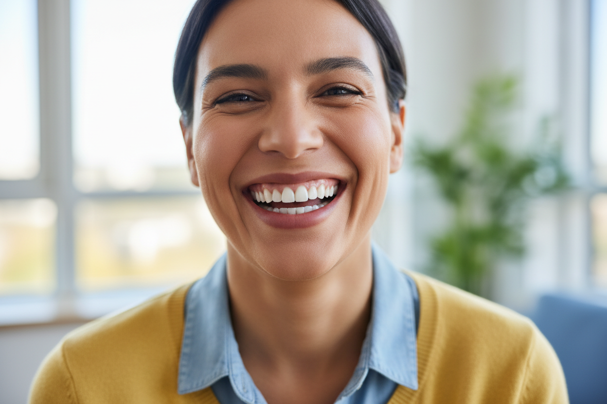 Bright confident smile for teeth whitening